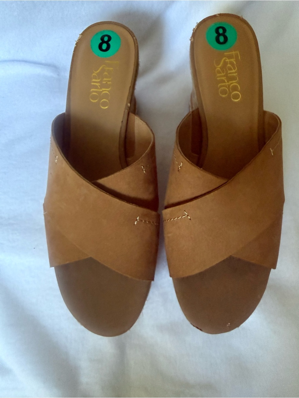 Franco Sarto Brown Crisscross Slip-On Mules
